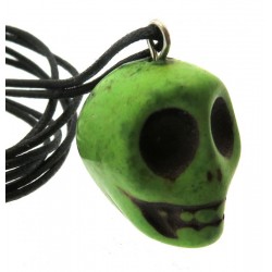 Coloured Green Stone Skull Pendant